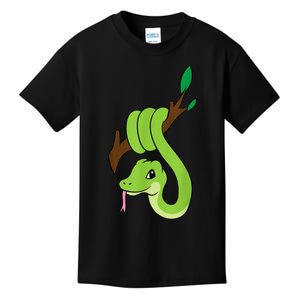 Green Snake On Branch Reptiles Kids Snakes Kids T-Shirt