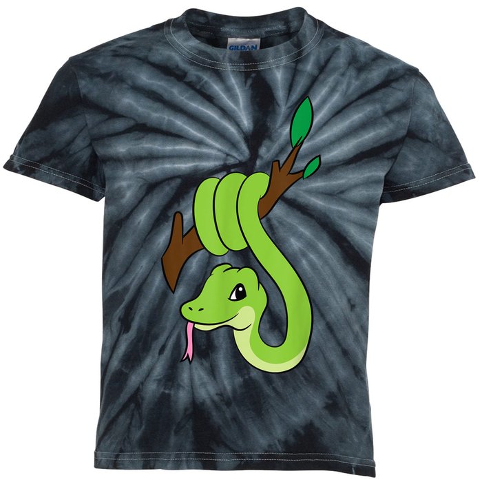 Green Snake On Branch Reptiles Kids Snakes Kids Tie-Dye T-Shirt