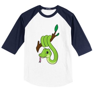 Green Snake On Branch Reptiles Kids Snakes Baseball Sleeve Shirt