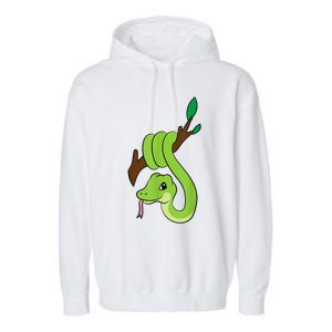 Green Snake On Branch Reptiles Kids Snakes Garment-Dyed Fleece Hoodie