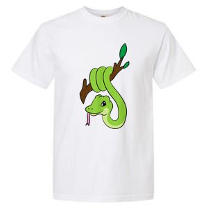 Green Snake On Branch Reptiles Kids Snakes Garment-Dyed Heavyweight T-Shirt