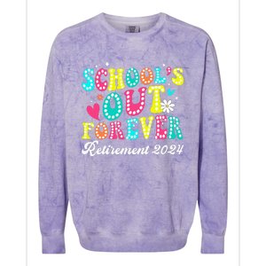 Groovy SchoolS Out Forever Retirement 2024 Colorblast Crewneck Sweatshirt