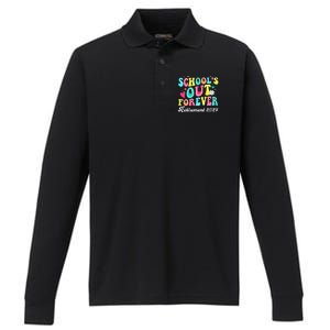 Groovy SchoolS Out Forever Retirement 2024 Performance Long Sleeve Polo