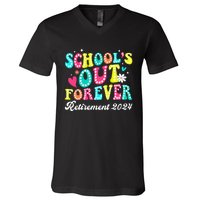 Groovy SchoolS Out Forever Retirement 2024 V-Neck T-Shirt