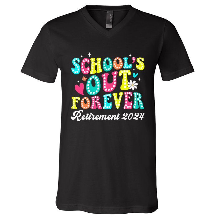 Groovy SchoolS Out Forever Retirement 2024 V-Neck T-Shirt