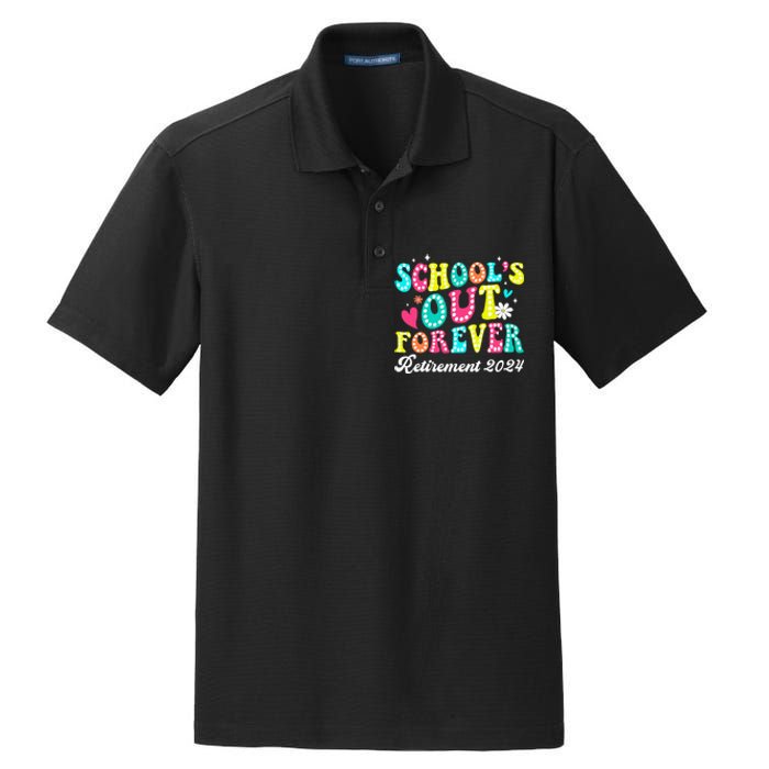 Groovy SchoolS Out Forever Retirement 2024 Dry Zone Grid Polo