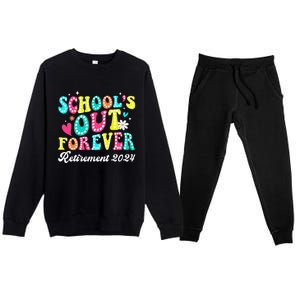 Groovy SchoolS Out Forever Retirement 2024 Premium Crewneck Sweatsuit Set