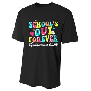 Groovy SchoolS Out Forever Retirement 2024 Performance Sprint T-Shirt