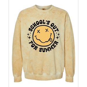 Groovy Schools Out For Summer Smile Face Last Day Of School Colorblast Crewneck Sweatshirt