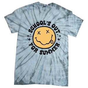 Groovy Schools Out For Summer Smile Face Last Day Of School Tie-Dye T-Shirt