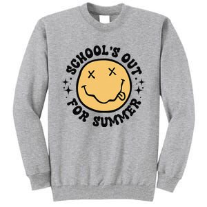 Groovy Schools Out For Summer Smile Face Last Day Of School Tall Sweatshirt