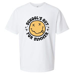 Groovy Schools Out For Summer Smile Face Last Day Of School Sueded Cloud Jersey T-Shirt