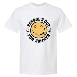 Groovy Schools Out For Summer Smile Face Last Day Of School Garment-Dyed Heavyweight T-Shirt