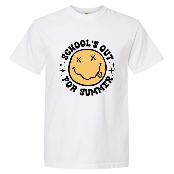 Groovy Schools Out For Summer Smile Face Last Day Of School Garment-Dyed Heavyweight T-Shirt