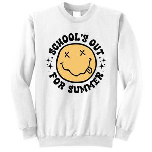 Groovy Schools Out For Summer Smile Face Last Day Of School Sweatshirt