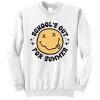 Groovy Schools Out For Summer Smile Face Last Day Of School Sweatshirt