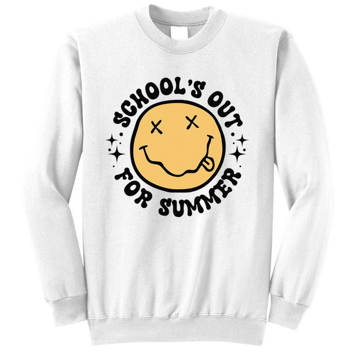 Groovy Schools Out For Summer Smile Face Last Day Of School Sweatshirt