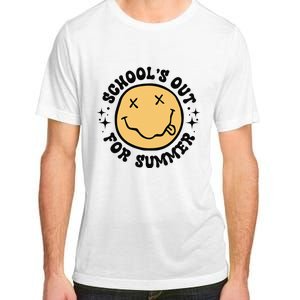 Groovy Schools Out For Summer Smile Face Last Day Of School Adult ChromaSoft Performance T-Shirt