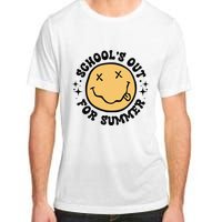 Groovy Schools Out For Summer Smile Face Last Day Of School Adult ChromaSoft Performance T-Shirt