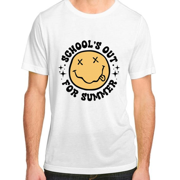 Groovy Schools Out For Summer Smile Face Last Day Of School Adult ChromaSoft Performance T-Shirt