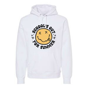 Groovy Schools Out For Summer Smile Face Last Day Of School Premium Hoodie