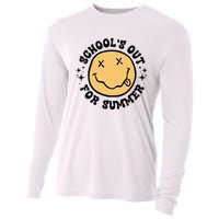 Groovy Schools Out For Summer Smile Face Last Day Of School Cooling Performance Long Sleeve Crew