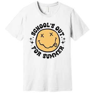 Groovy Schools Out For Summer Smile Face Last Day Of School Premium T-Shirt