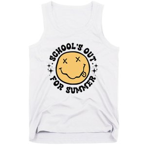 Groovy Schools Out For Summer Smile Face Last Day Of School Tank Top