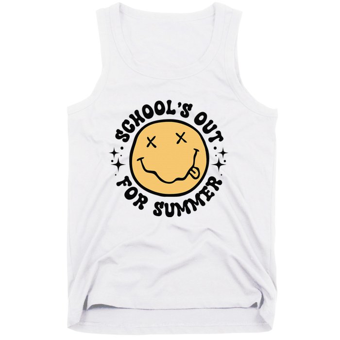 Groovy Schools Out For Summer Smile Face Last Day Of School Tank Top