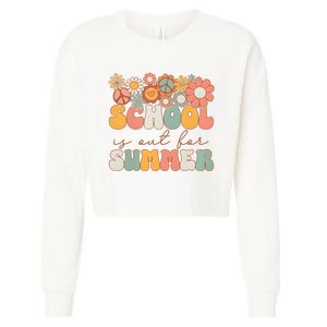 Groovy Schools Out for Summer Last Day Of School Teacher Cropped Pullover Crew