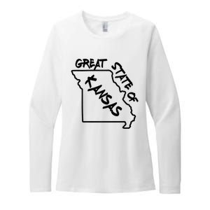 Great State Of Kansas Missouri Marker Trump Joke Womens CVC Long Sleeve Shirt