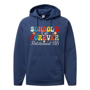 Groovy SchoolS Out Forever Retirement 2025 Retired Teacher Performance Fleece Hoodie