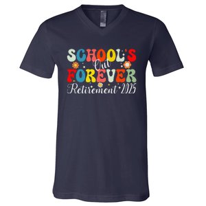 Groovy SchoolS Out Forever Retirement 2025 Retired Teacher V-Neck T-Shirt