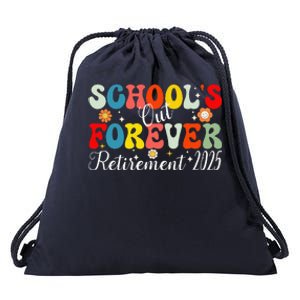 Groovy SchoolS Out Forever Retirement 2025 Retired Teacher Drawstring Bag