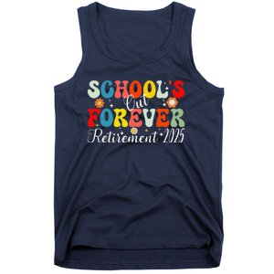 Groovy SchoolS Out Forever Retirement 2025 Retired Teacher Tank Top