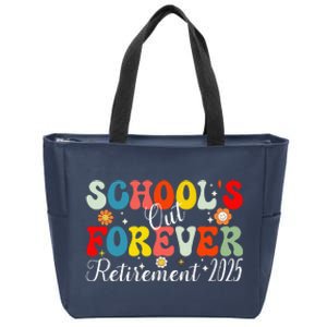 Groovy SchoolS Out Forever Retirement 2025 Retired Teacher Zip Tote Bag