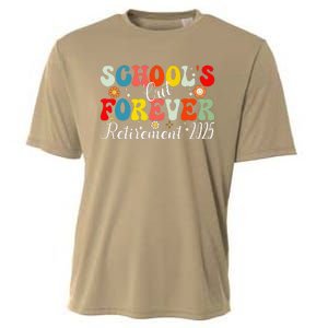 Groovy SchoolS Out Forever Retirement 2025 Retired Teacher Cooling Performance Crew T-Shirt