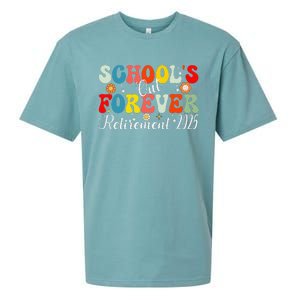 Groovy SchoolS Out Forever Retirement 2025 Retired Teacher Sueded Cloud Jersey T-Shirt