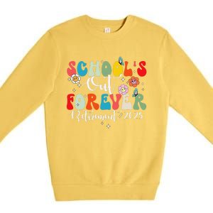 Groovy SchoolS Out Forever Retirement 2025 Retired Teacher Premium Crewneck Sweatshirt