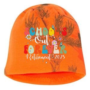 Groovy SchoolS Out Forever Retirement 2025 Retired Teacher Kati - Camo Knit Beanie