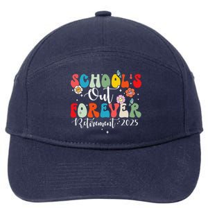 Groovy SchoolS Out Forever Retirement 2025 Retired Teacher 7-Panel Snapback Hat