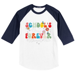 Groovy SchoolS Out Forever Retirement 2025 Retired Teacher Baseball Sleeve Shirt