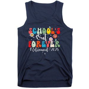 Groovy SchoolS Out Forever Retirement 2025 Retired Teacher Tank Top