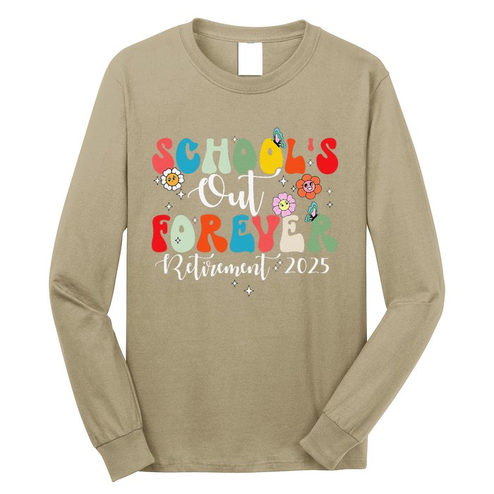 Groovy SchoolS Out Forever Retirement 2025 Retired Teacher Long Sleeve Shirt