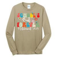 Groovy SchoolS Out Forever Retirement 2025 Retired Teacher Tall Long Sleeve T-Shirt