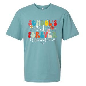 Groovy SchoolS Out Forever Retirement 2025 Retired Teacher Sueded Cloud Jersey T-Shirt