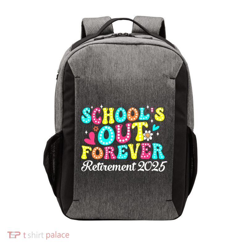 Groovy School's Out Forever Retirement 2025 Retired Teacher Vector Backpack