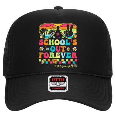 Groovy Schools Out Forever Retirement 2025 Retired Teacher Trucker Hat