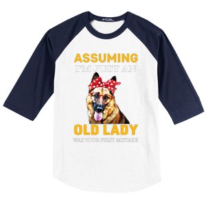 Ger Shepherd Old Lady Assuming Im Just An Old Lady Cute Gift Baseball Sleeve Shirt