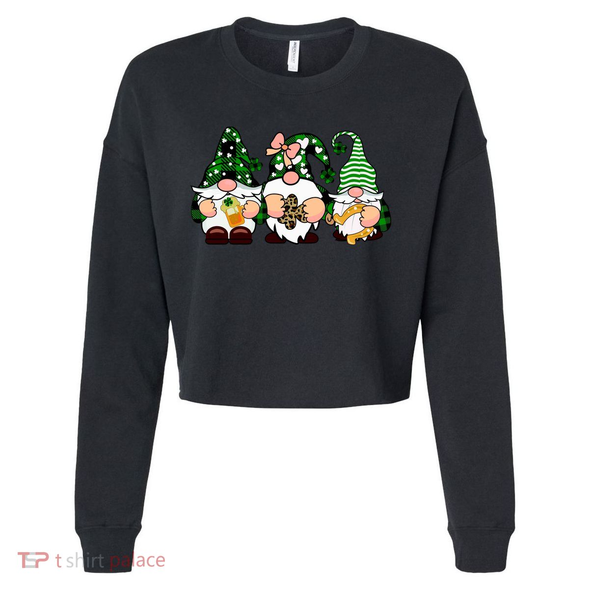 Gnomes St Patrick's Day Cropped Pullover Crew